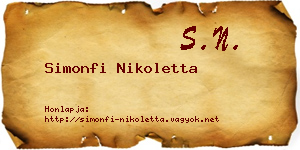 Simonfi Nikoletta névjegykártya